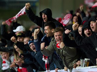 Fanoušci Slavie se radovali z výhry i v Jablonci.
