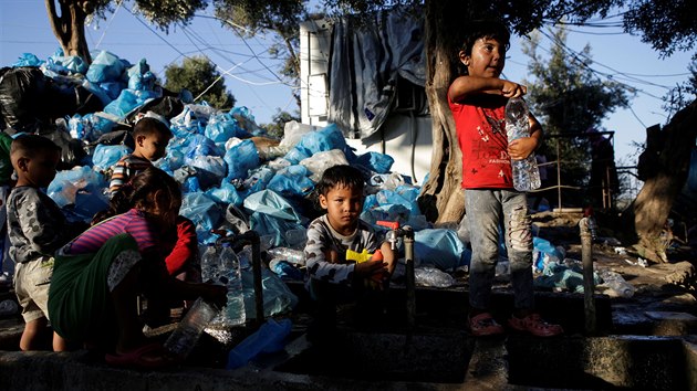 Uprchlick tbor Moria na ostrov Lesbos (2. jna 2019)