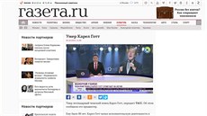 Zpráva o úmrtí zpváka Karla Gotta na ruském zpravodajském serveru Gazeta.ru..