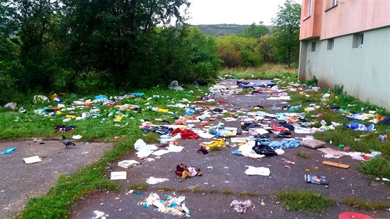 Takto to dopadlo za blokem 13, kdy na mosteckém sídliti Chanov technické sluby na zkouku deset dní neuklízely. 