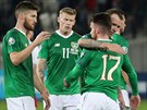 Fotbalisté Irska smutní po bezbrankové remíze v utkání kvalifikace na Euro 2020...