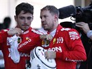 Charles Leclerc a Sebastian Vettel po Velké cen Japonska formule 1.