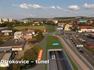 Plánovaná podoba železničního tunelu, který má ulehčit provozu na křižovatce v...