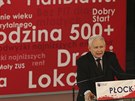 Jarosaw Kaczyski na pedvolební tiskové konferenci.(26. záí 2019)