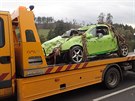 Osobn automobil Opel Tigra spn vylovili hasii v ptek 11.10.2019...