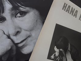 Hana Hegerová obaly vinylových desek s jejími písnikami.