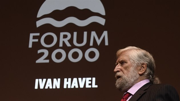Vdec Ivan Havel vystoupil v Praze na slavnostnm zahjen mezinrodn konference Forum 2000 s nzvem Recovering the Promise of 1989 (13. jna 2019).