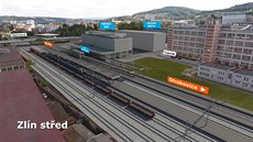 Plánovaná podoba nádraí Zlín-sted vetn dopravního terminálu