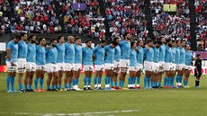 Uruguay�tí ragbisté p�ed zápasem MS s Walesem.