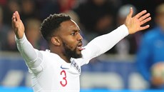 Anglický bek Danny Rose se diví rozhodnutí sudího v zápase proti �esku.