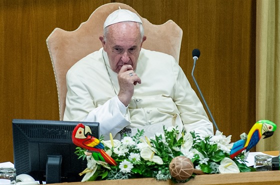 Pape Frantiek na církevním shromádní ve Vatikánu. (14. íjna 2019)
