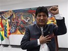 Bolívijský prezident Evo Morales mluví na tiskové konferenci v paláci La Casa...