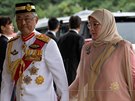 Královský pár z Malajsie. Sultan Abdullah Sultan Ahmad Shah a královna Tunku...
