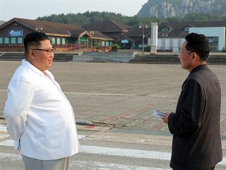 Severokorejský vůdce Kim Čong-un při návštěvě Diamantových hor.