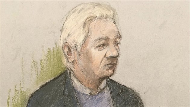 Zakladatel serveru WikiLeaks Julian Assange u soudu (21. jna 2019)