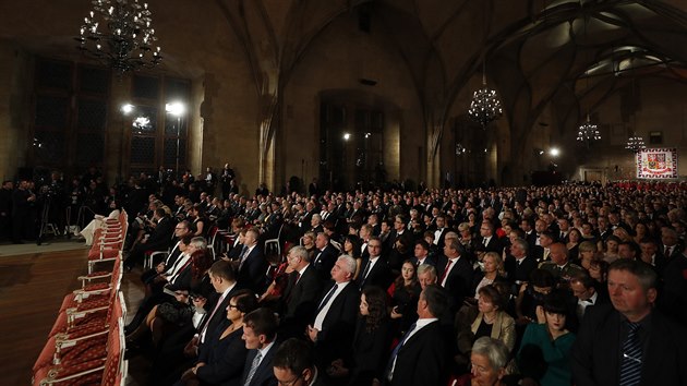 Vladislavsk sl Praskho hradu je pipraven na slavnostn pedvn sttnch vyznamenn. (28. jna 2019)