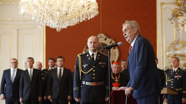 Prezident republiky Milo Zeman jmenoval na Praskm hrad sedm novch generl (28. jna 2019).