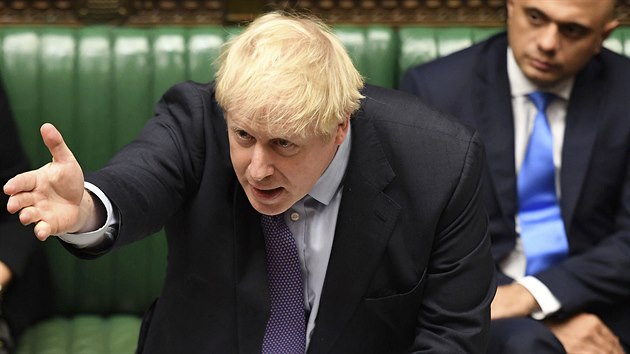 Britsk premir Boris Johnson bhem jednn o brexitov dohod v parlamentu. (22. jna 2019)