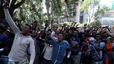 Etiopané protestují proti premiérovi Abiymu Ahmedovi. (23. íjna 2019)