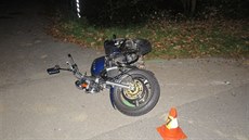 Motocyklista nezvládl p�edjí�d�ní, pád a náraz do svodidlového sloupku nep�e�il.