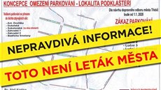 Leták se zmate�nou informací o zm�n� parkování v Podklá�te�í radnice vzáp�tí...