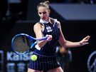 eská tenistka Karolína Plíková v duelu na Turnaji mistry