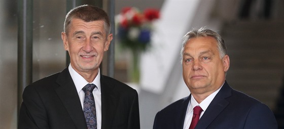 eský premiér Andrej Babi (vlevo) se ped setkáním premiér V4 na Praském...