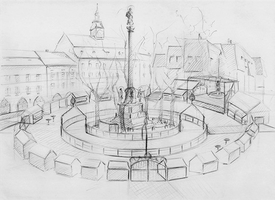 Podle tohoto návrhu už dělníci připravují kruhové kluziště na náměstí, kolem...