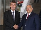 eský premiér Andrej Babi (vlevo) se ped setkáním premiér V4 na Praském...