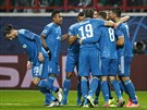Fotbalisté turínského Juventusu se radují z úvodní branky do sít Lokomotivu...