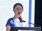 Klimatická aktivistka Greta Thunbergová pronesla řeč na protestu za větší...