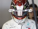 Lewis Hamilton z Mercedesu bhem trénink v Austinu