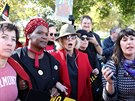 Jane Fondová pi protestu proti klimatickým zmnám ped Kapitolem (Washington,...