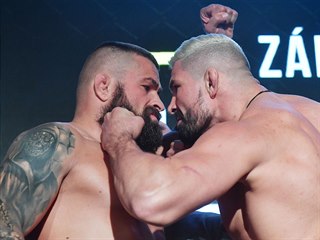 Staredown mezi Karlosem Vémolou a Attilou Véghem organizace Oktagon MMA.
