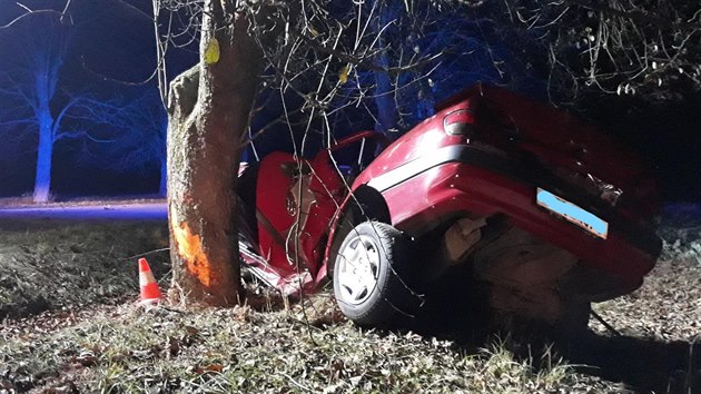 Auto narazilo do stromu a jet se kolem nj obtoilo.