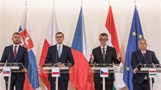 Slovenský premiér Pellegrini, polský premiér Morawiecki, eský premiér Andrej...