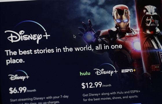 Úvodní stránka streamovací služby Disney Plus. Společnost tvrdí, že jen během...