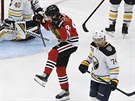 Patrick Kane z Chicaga se raduje z gólu proti Buffalu.