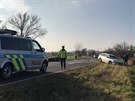 Na Nymbursku se srazila dv auta, trabant po nrazu shoel (16. listopadu 2019).