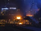 V Hongkongu hoí tunel okupovaný demonstranty. (17. listopadu 2019)