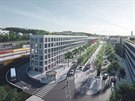 Vizualizace  Sm�chovsk�ho n�dra�� od architektonick�ho studia A69 Architekti.