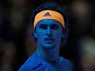 Alexander Zverev bhem boje o semifinále Turnaje mistr