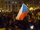 Na demonstraci, kter� se v Plzni na n�m�st� Republiky uskute�nila v ned�li, se...