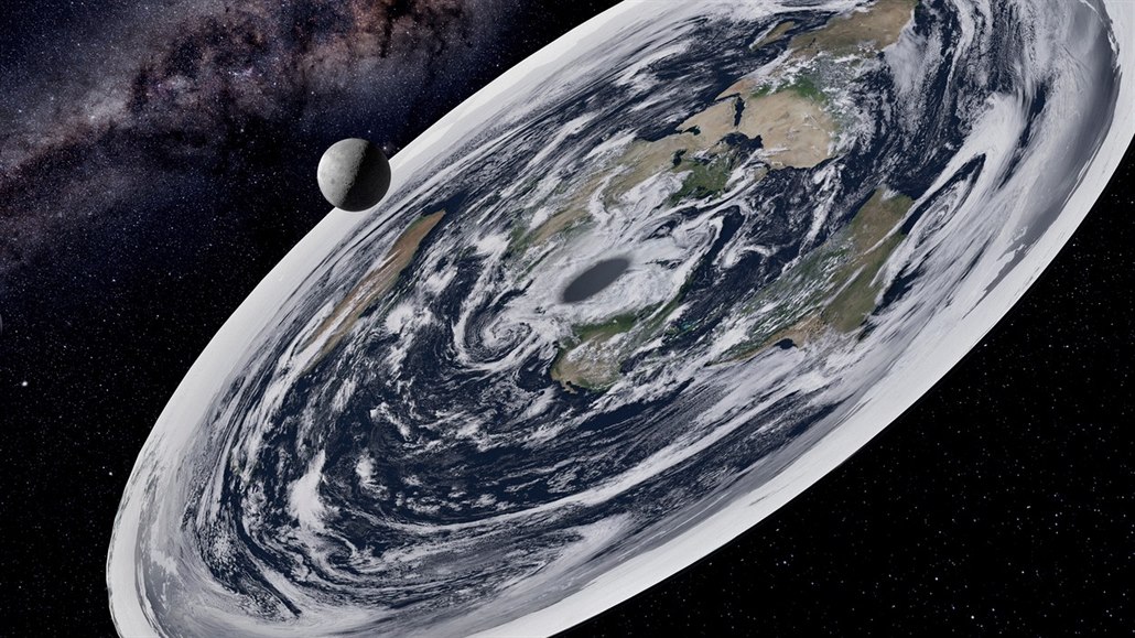 Upravený snímek, podle kterého je Země placatá. (13. listopadu 2019)