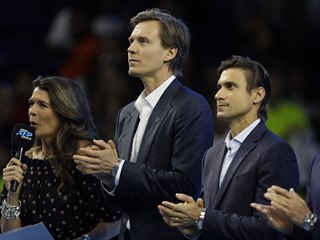 Tomáš Berdych během slavnostního ceremoniálu na Turnaji mistrů, při němž byli...