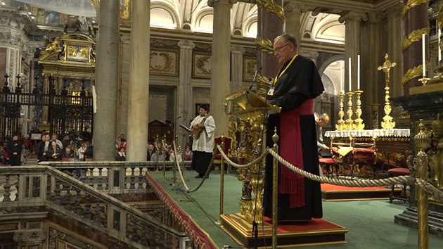 Zahjen esk nrodn pout v bazilice Santa Maria Maggiore v m k oslav sv. Aneky esk pi pleitosti 30. vro jejho svatoeen. (11. listopadu 2019)