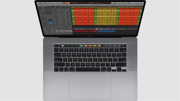 Nov klvesnice 16" MacBooku Pro slibuje zdokonalen nkov mechanismus se zdvihem 1 mm. Soust je Touch Bar se zkratkami pro aplikace a Touch ID pro rychl ovovn uivatele pes otisk prstu.