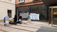 Stávka student v rektorátu UK na Ovocném Trhu (16. listopadu 2019)
