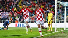 Chorvat Bruno Petkovi� se raduje z gólu, který vst�elil b�hem zápasu proti...