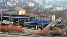P�vodní budova Horního nádra�í v Karlových Varech.